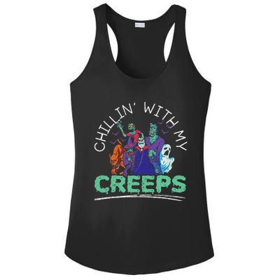 Chillin With My Creeps Halloween Party Trick Or Treat Ladies PosiCharge Competitor Racerback Tank