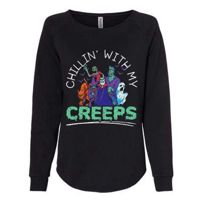 Chillin With My Creeps Halloween Party Trick Or Treat Womens California Wash Sweatshirt