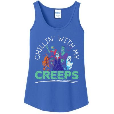 Chillin With My Creeps Halloween Party Trick Or Treat Ladies Essential Tank