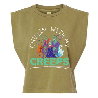 Chillin With My Creeps Halloween Party Trick Or Treat Garment-Dyed Women's Muscle Tee