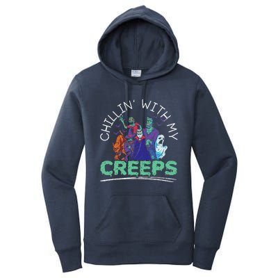 Chillin With My Creeps Halloween Party Trick Or Treat Women's Pullover Hoodie