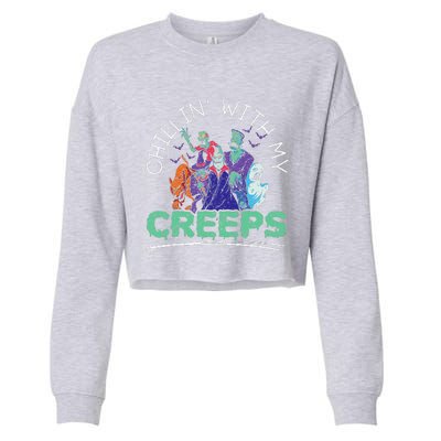 Chillin With My Creeps Halloween Party Trick Or Treat Cropped Pullover Crew