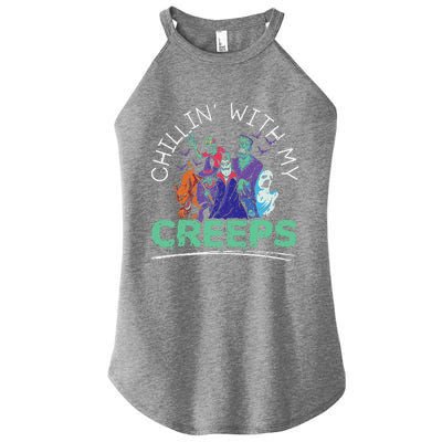 Chillin With My Creeps Halloween Party Trick Or Treat Women's Perfect Tri Rocker Tank