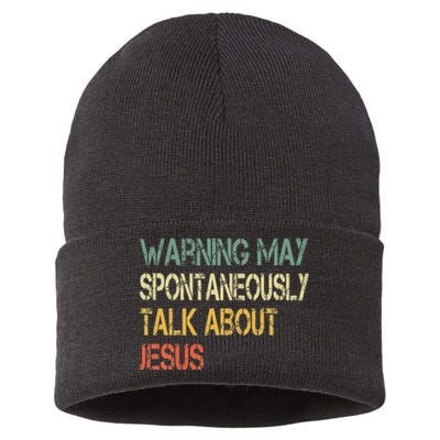 Christian Warning May Talk About Jesus God Bible Faith Sustainable Knit Beanie