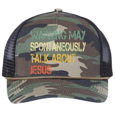 Christian Warning May Talk About Jesus God Bible Faith Retro Rope Trucker Hat Cap