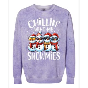 Chillin With My Snowmies Funny Snowman Christmas Women Colorblast Crewneck Sweatshirt