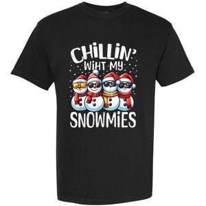 Chillin With My Snowmies Funny Snowman Christmas Women Garment-Dyed Heavyweight T-Shirt