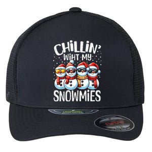 Chillin With My Snowmies Funny Snowman Christmas Women Flexfit Unipanel Trucker Cap