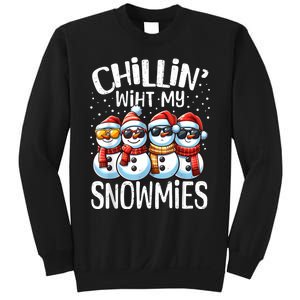 Chillin With My Snowmies Funny Snowman Christmas Women Sweatshirt