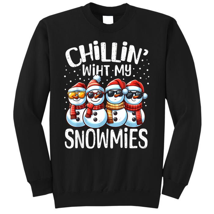 Chillin With My Snowmies Funny Snowman Christmas Women Sweatshirt