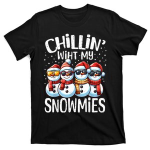 Chillin With My Snowmies Funny Snowman Christmas Women T-Shirt