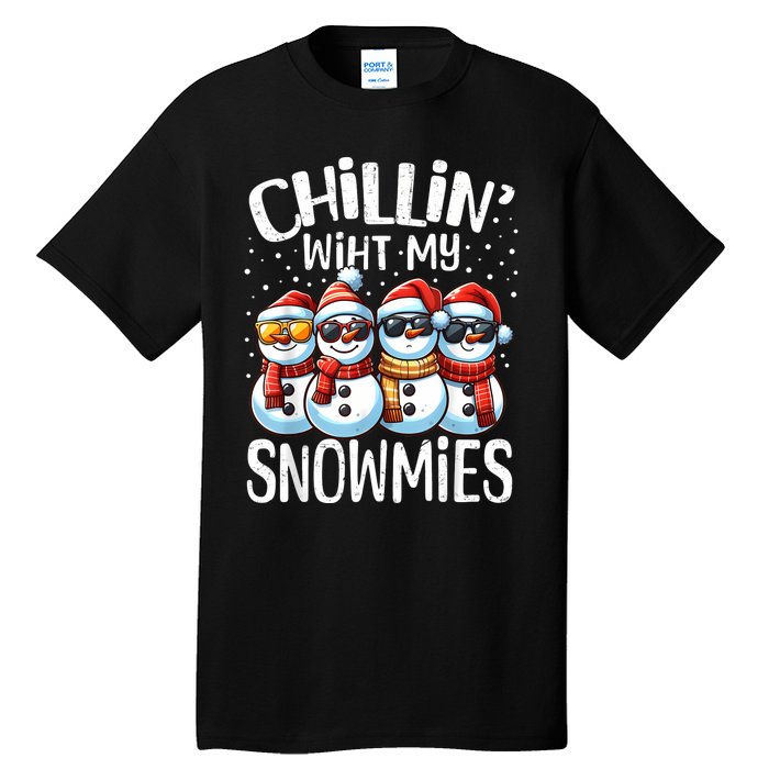 Chillin With My Snowmies Funny Snowman Christmas Women Tall T-Shirt