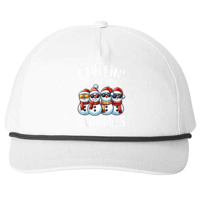 Chillin With My Snowmies Funny Snowman Christmas Women Snapback Five-Panel Rope Hat