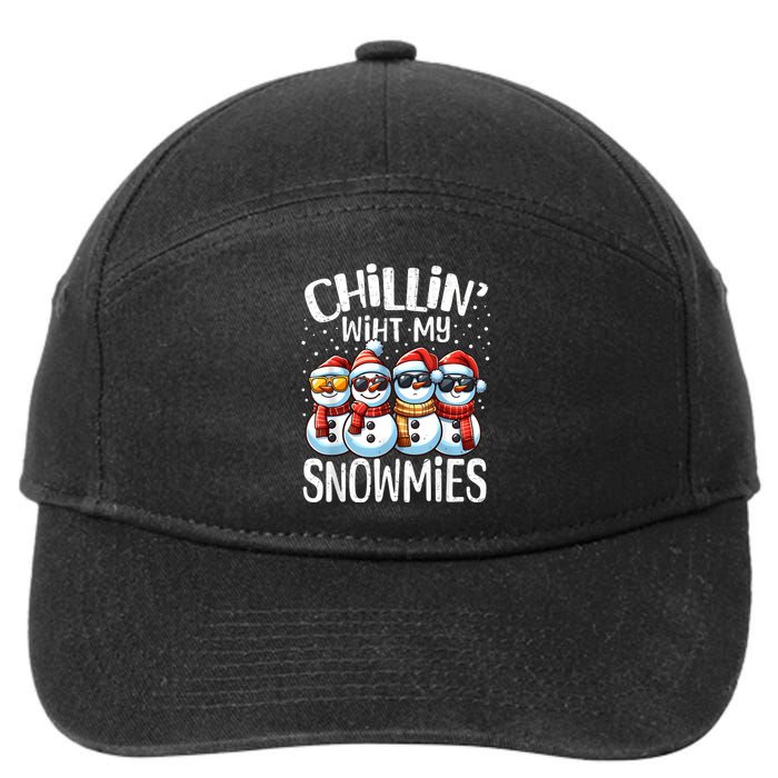 Chillin With My Snowmies Funny Snowman Christmas Women 7-Panel Snapback Hat