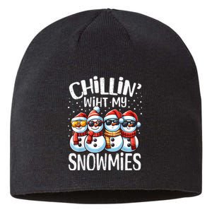 Chillin With My Snowmies Funny Snowman Christmas Women Sustainable Beanie