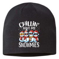 Chillin With My Snowmies Funny Snowman Christmas Women Sustainable Beanie