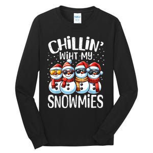 Chillin With My Snowmies Funny Snowman Christmas Women Tall Long Sleeve T-Shirt