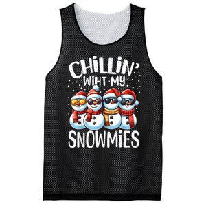 Chillin With My Snowmies Funny Snowman Christmas Women Mesh Reversible Basketball Jersey Tank