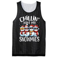 Chillin With My Snowmies Funny Snowman Christmas Women Mesh Reversible Basketball Jersey Tank