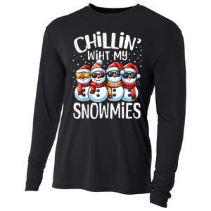 Chillin With My Snowmies Funny Snowman Christmas Women Cooling Performance Long Sleeve Crew