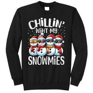 Chillin With My Snowmies Funny Snowman Christmas Women Tall Sweatshirt