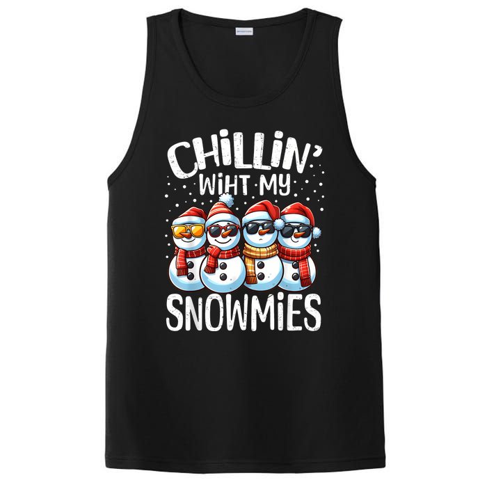 Chillin With My Snowmies Funny Snowman Christmas Women PosiCharge Competitor Tank