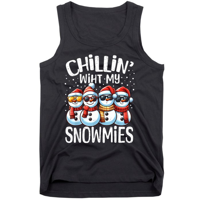 Chillin With My Snowmies Funny Snowman Christmas Women Tank Top