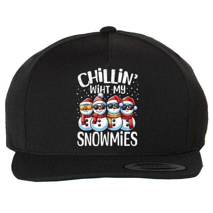 Chillin With My Snowmies Funny Snowman Christmas Women Wool Snapback Cap