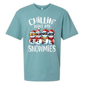 Chillin With My Snowmies Funny Snowman Christmas Women Sueded Cloud Jersey T-Shirt