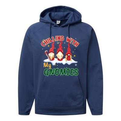 Chillin With My Gnomies Christmas Pamajas Family Funny Xmas Great Gift Performance Fleece Hoodie