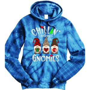 Chillin With My Gnomies Christmas Gnome Family Matching Xmas Meaningful Gift Tie Dye Hoodie