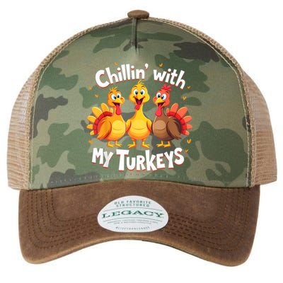 Chillin With My Turkeys Thanksgiving Family Legacy Tie Dye Trucker Hat