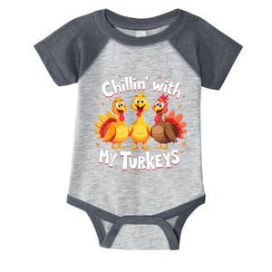 Chillin With My Turkeys Thanksgiving Family Infant Baby Jersey Bodysuit