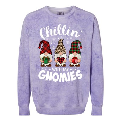 Chillin With My Gnomie Leopard Christmas Gnome Buffalo Gift Colorblast Crewneck Sweatshirt