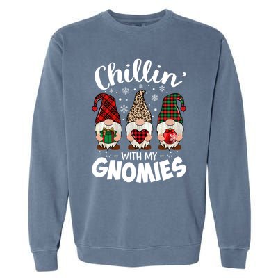 Chillin With My Gnomie Leopard Christmas Gnome Buffalo Gift Garment-Dyed Sweatshirt