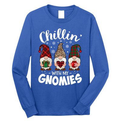 Chillin With My Gnomie Leopard Christmas Gnome Buffalo Gift Long Sleeve Shirt