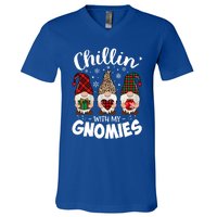 Chillin With My Gnomie Leopard Christmas Gnome Buffalo Gift V-Neck T-Shirt