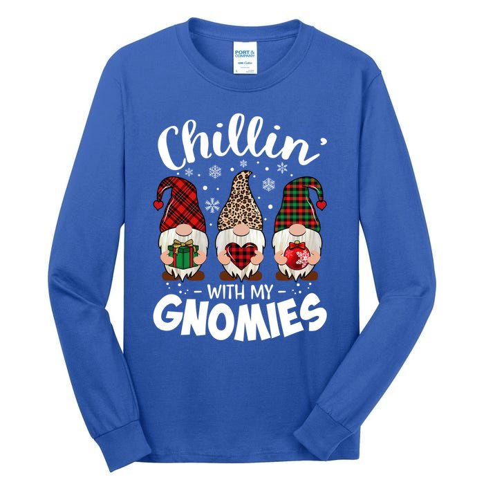 Chillin With My Gnomie Leopard Christmas Gnome Buffalo Gift Tall Long Sleeve T-Shirt