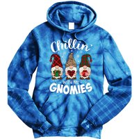 Chillin With My Gnomie Leopard Christmas Gnome Buffalo Gift Tie Dye Hoodie