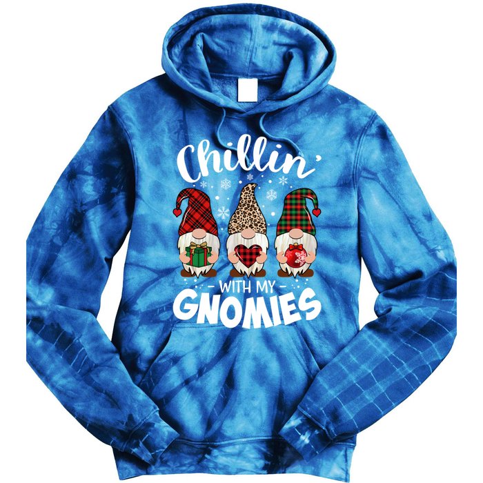 Chillin With My Gnomie Leopard Christmas Gnome Buffalo Gift Tie Dye Hoodie