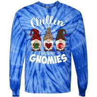 Chillin With My Gnomie Leopard Christmas Gnome Buffalo Gift Tie-Dye Long Sleeve Shirt