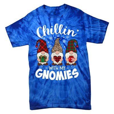 Chillin With My Gnomie Leopard Christmas Gnome Buffalo Gift Tie-Dye T-Shirt