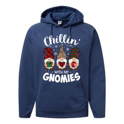 Chillin With My Gnomie Leopard Christmas Gnome Buffalo Gift Performance Fleece Hoodie