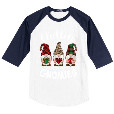 Chillin With My Gnomie Leopard Christmas Gnome Buffalo Gift Baseball Sleeve Shirt