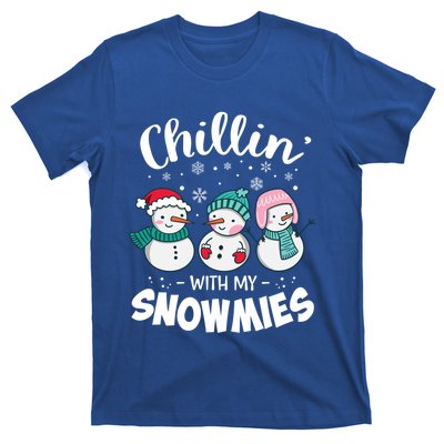 Chillin With My Snowmie Christmas Snow Teacher Snow Crew Neck Funny Gift Meaning T-Shirt