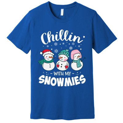 Chillin With My Snowmie Christmas Snow Teacher Snow Crew Neck Funny Gift Meaning Premium T-Shirt