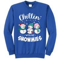 Chillin With My Snowmie Christmas Snow Teacher Snow Crew Neck Funny Gift Meaning Tall Sweatshirt