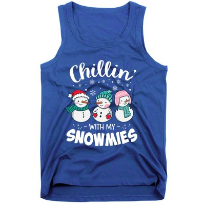 Chillin With My Snowmie Christmas Snow Teacher Snow Crew Neck Funny Gift Meaning Tank Top