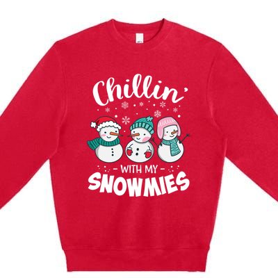 Chillin With My Snowmie Christmas Snow Teacher Snow Crew Neck Funny Gift Meaning Premium Crewneck Sweatshirt