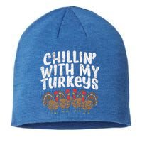 Chillin With My Turkeys Thanksgiving Family Gift Sustainable Beanie